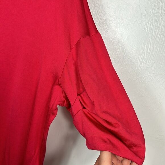 Jil Sander Pink Cotton Blend Gathered Mid Length Sleeve Top Size L - Picture 2 of 7